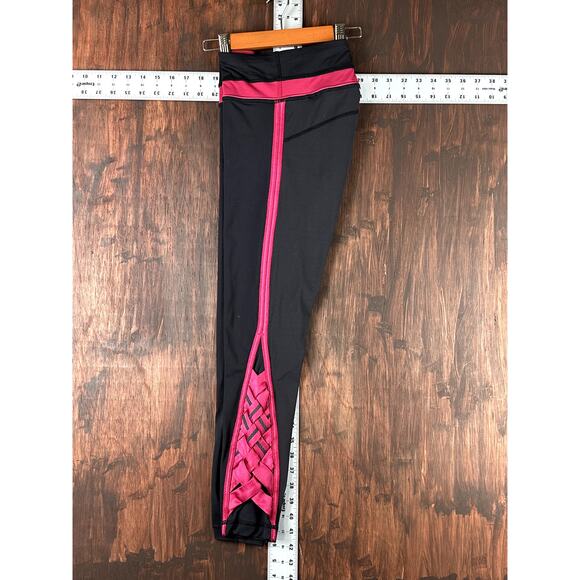 Lululemon Pace Tight Special Edition Weave 7/8 Leggings Pink Black Womens 6 EUC - Picture 1 of 8